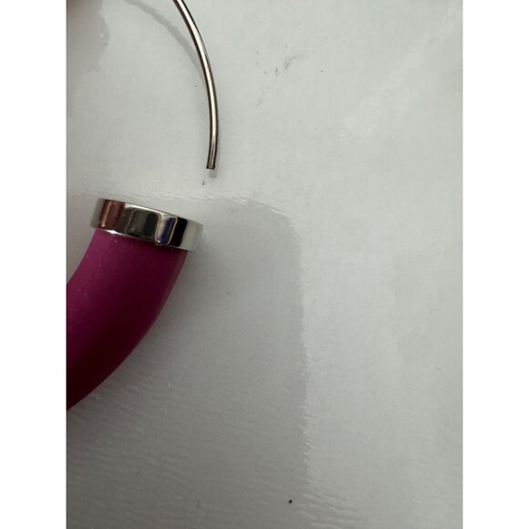 NWT Max Mara SportMax Fuchsia Pink Hoop Earrings 2" $325 - Picture 4 of 6